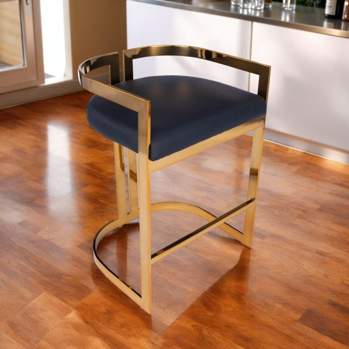 Iron Low Back Counter Height Bar Chair - Black / Gold
