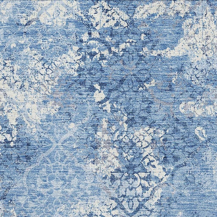 10' X 14' Abstract Washable Polyester Area Rug With UV Protection - Blue And Ivory