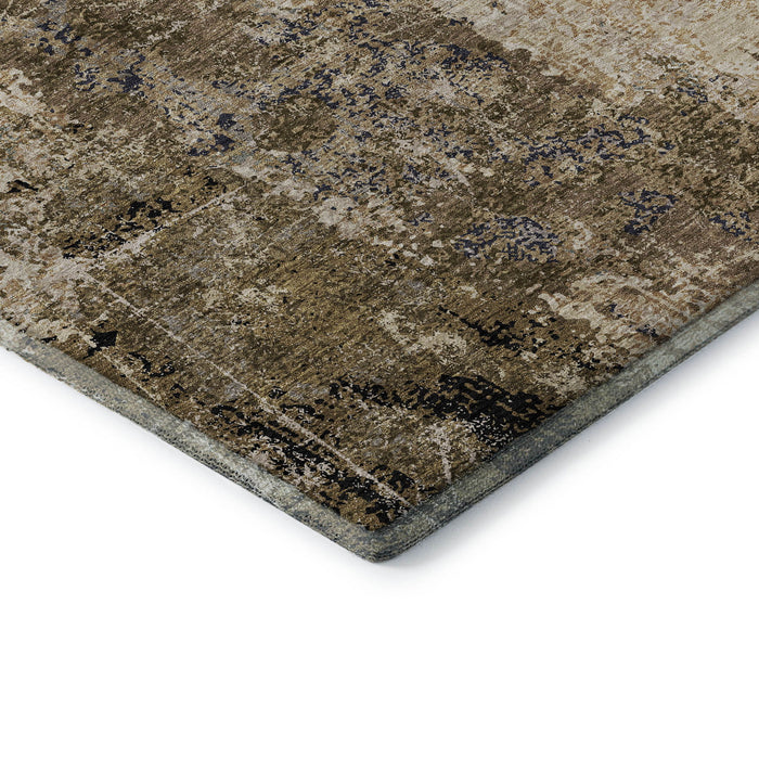 10' X 14' Abstract Washable Area Rug With UV Protection (693384) - Khaki / Beige / Charcoal