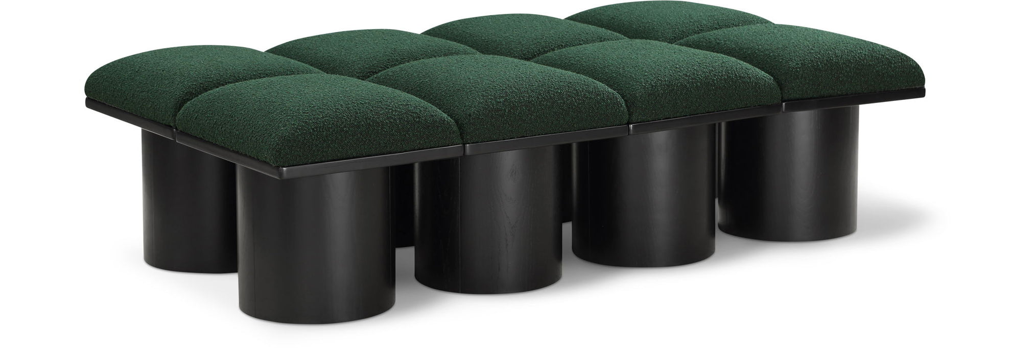 Meridian Furniture Pavilion 8-piece modular upholstered bench set with black bases, showcasing versatile seating arrangement.