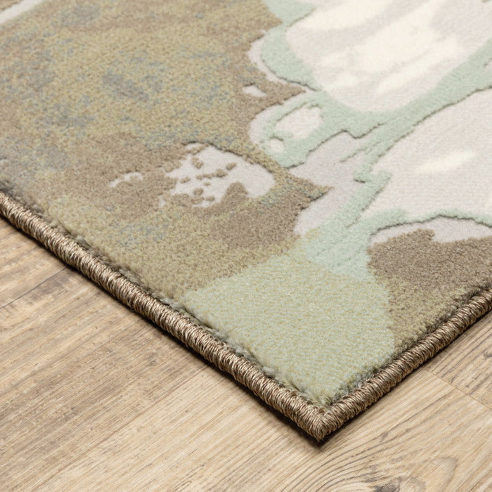 10' x 13' Abstract Power Loom Stain Resistant Area Rug - Sage Gray And Brown