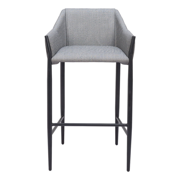 30" Fabric And Steel Bar Height Bar Chair - Slate Gray And Black