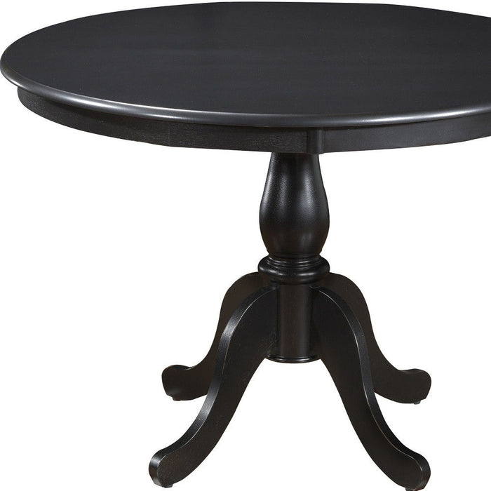 42" Rounded Solid Manufactured Wood And Solid Wood Pedestal Base Dining Table - Black