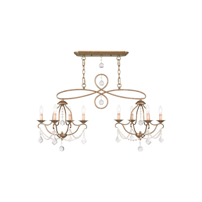 24" Eight Light Dimmable Chandelier With Shades - Gold