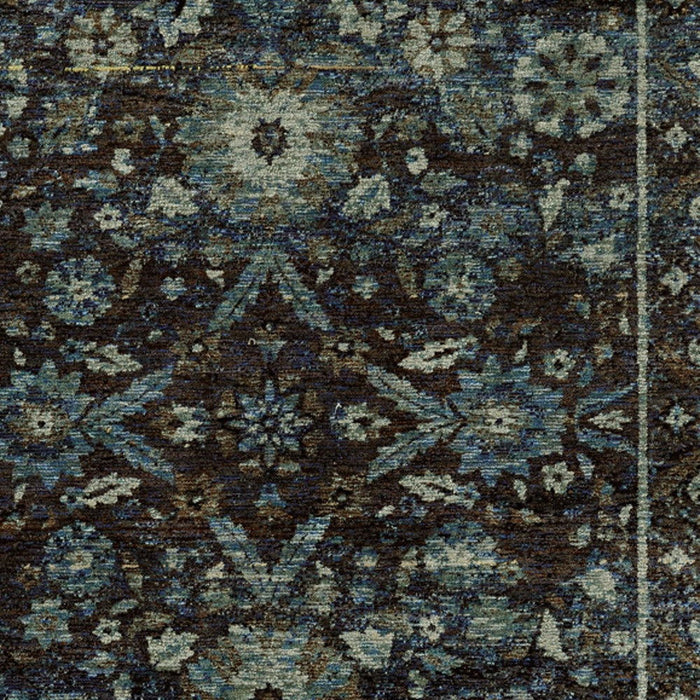 5' x 7' Oriental Power Loom Area Rug - Navy Blue