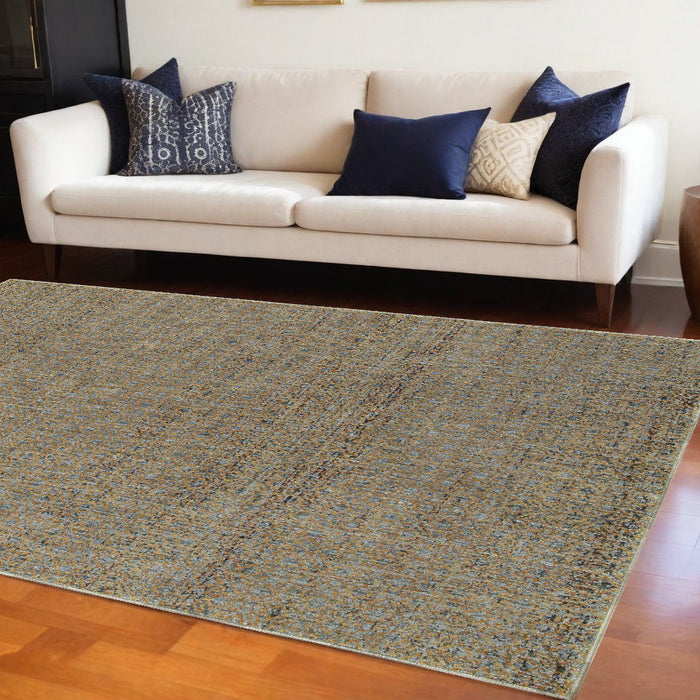 10' x 13' Geometric Power Loom Area Rug - Blue And Silver