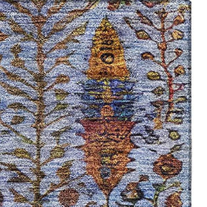10' X 14' Floral Vines Washable Area Rug With UV Protection (716605) - Blue / Red