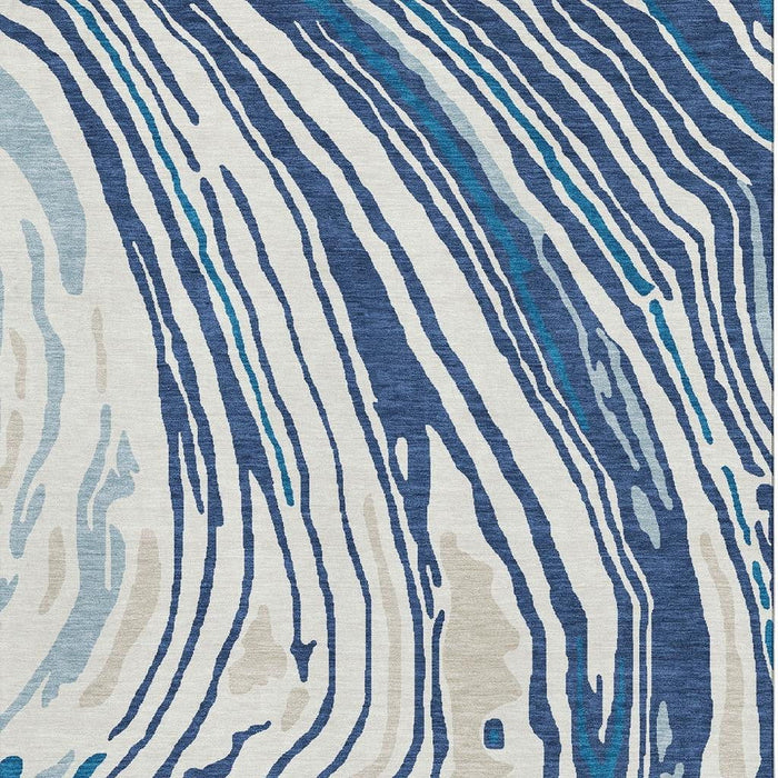 10' X 14' Abstract Washable Area Rug With UV Protection (682439) - Navy Blue / Ivory / Beige