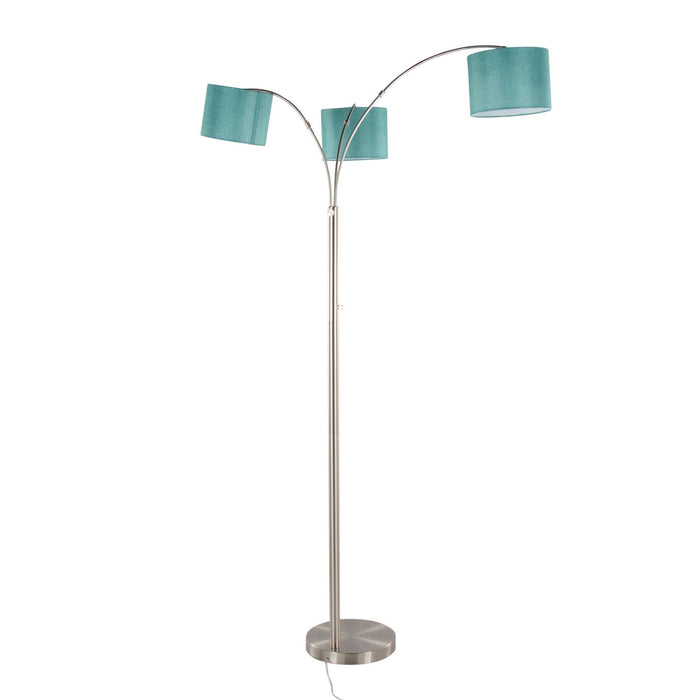 Willow Trio - 84" Metal Floor Lamp - Brushed Nickel And Turquoise Linen from Grandview Gallery