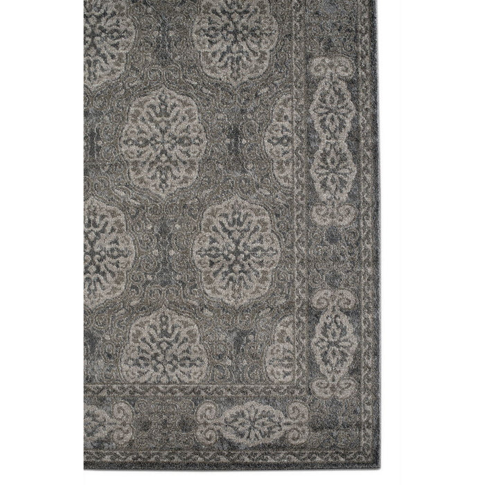 9' x 12' Medallion Power Loom Area Rug - Charcoal And Gray