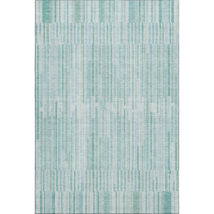 10' X 14' Striped Washable Area Rug With UV Protection (717911) - Turquoise / Sky Blue