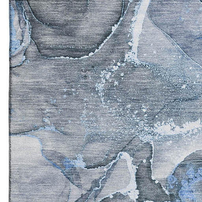 10' X 14' Abstract Washable Area Rug With UV Protection (647260) - Blue / Ivory