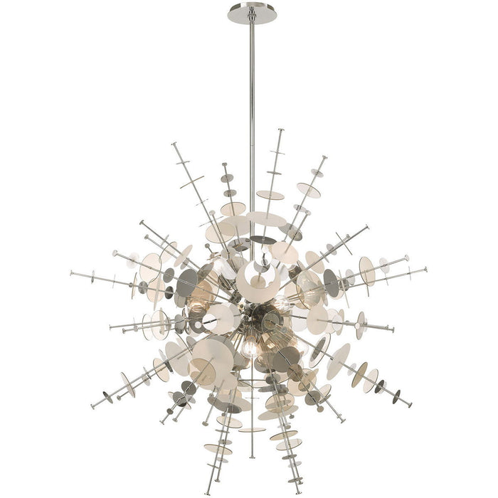 Twelve Light Dimmable Chandelier With Shades - Silver