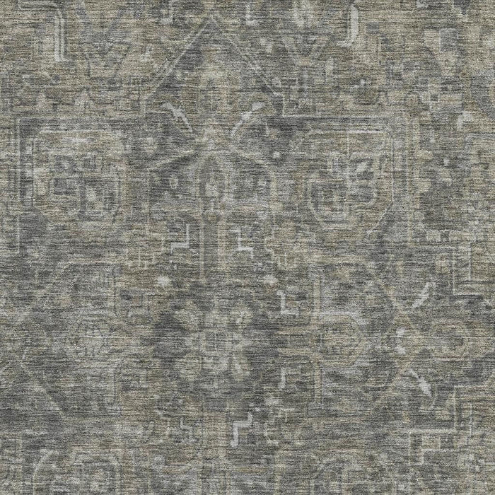 10' X 14' Medallion Distressed Washable Area Rug With UV Protection (649750) - Coffee / Gray