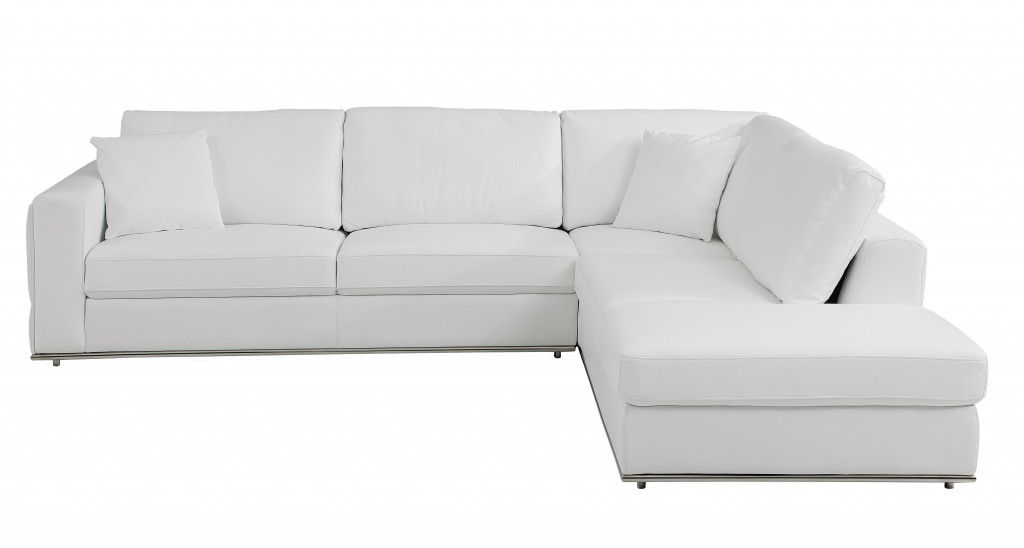 Italian Leather Reclining L Shaped 2 Piece Corner Sectional - White