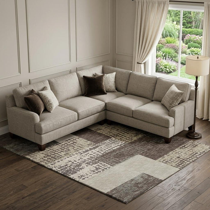 10' X 14' Geometric Washable Area Rug With UV Protection (674922) - Brown / Ivory / Beige