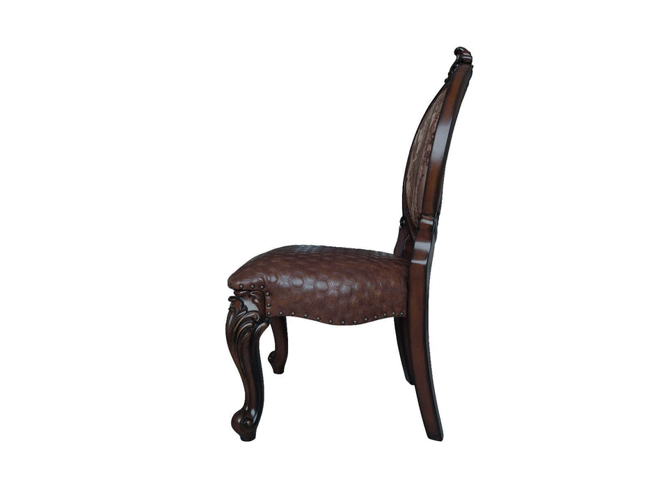 Tufted And Redwood Upholstered Faux Leather King Louis Back Dining Side Chairs (Set of 2) - Brown