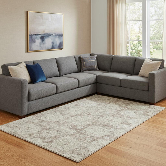 10' X 14' Floral Washable Area Rug With UV Protection (653212) - Coffee / Beige