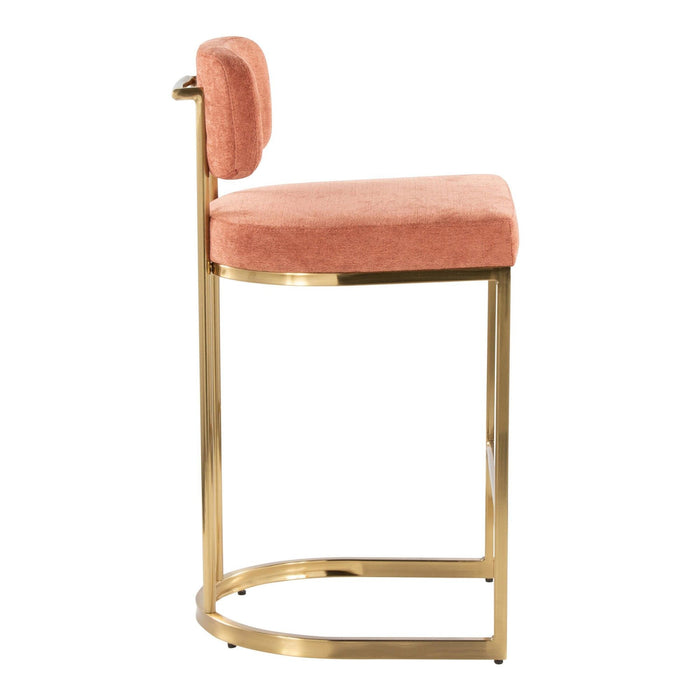 Demi - Fixed-Height Barstool (Set of 2) - Gold Metal Base