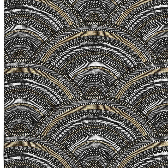 10' X 14' Geometric Washable Area Rug With UV Protection (677675) - Black / Gray / Gold