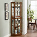 Giga 6-shelf corner curio display cabinet with built-in lights, mirrors, and adjustable shelves for showcasing collectibles.