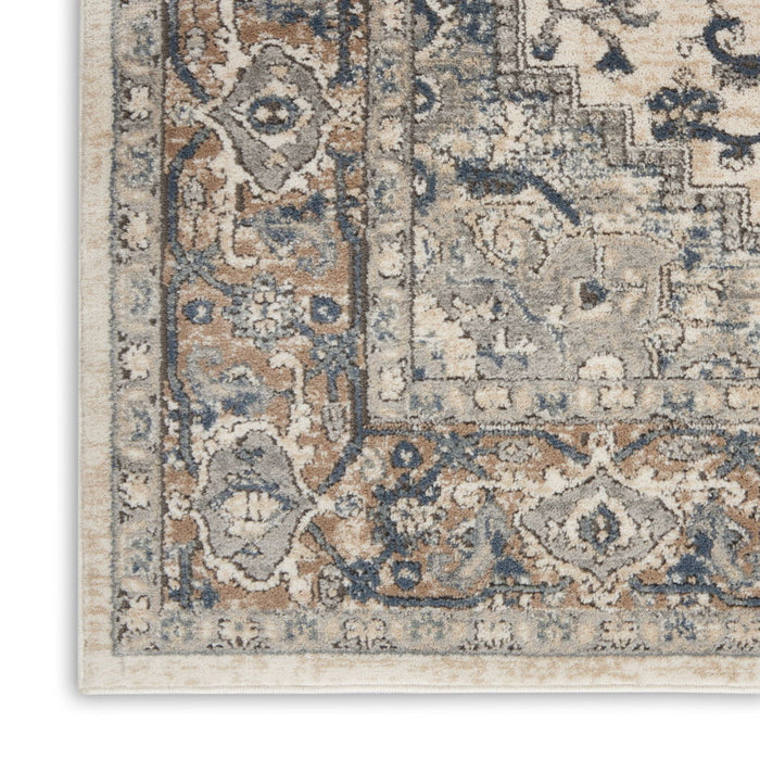 12' X 15' Medallion Power Loom Area Rug - Ivory And Gray