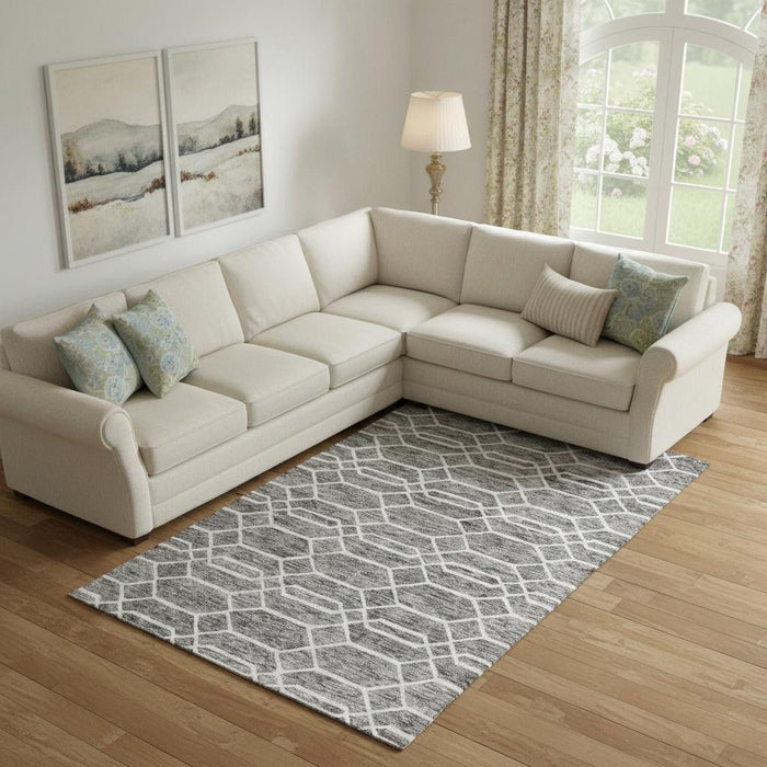12' X 15' Wool Geometric Hand Tufted Area Rug (566143) - Gray / Black / Ivory