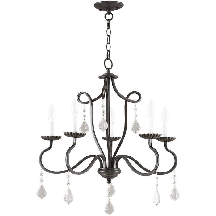 Five Light Dimmable Chandelier With Shades - Bronze