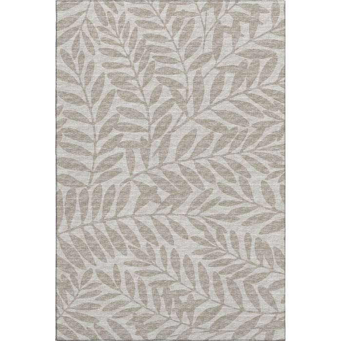10' X 14' Botanical Leaves Washable Area Rug With UV Protection (644850) - Taupe / Ivory