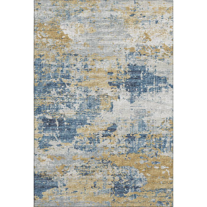 10' X 14' Transitional Abstract Washable Area Rug With UV Protection - Blue