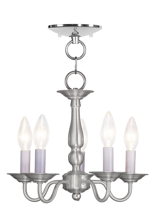 11" Five Light Metal Dimmable Chandelier With Shades - Nickel