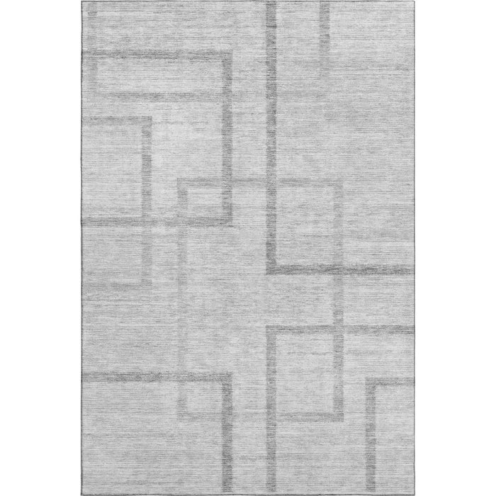 10' X 14' Geometric Washable Area Rug With UV Protection - Gray And Silver