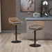 Set of 2 Giga modern swivel bar stools with adjustable height and footrests, featuring sleek design and comfortable seating.