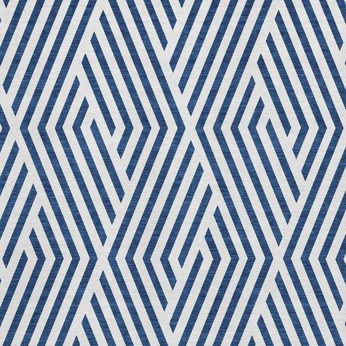 9' X 12' Geometric Washable Area Rug With UV Protection (648567) - Navy Blue / Ivory