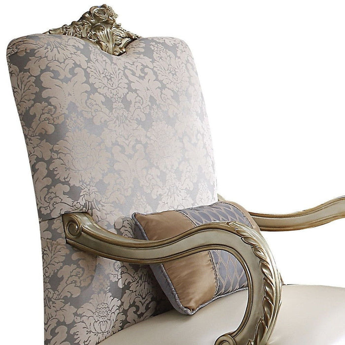 Faux Leather Damask Arm Chair - Pearl And Gold