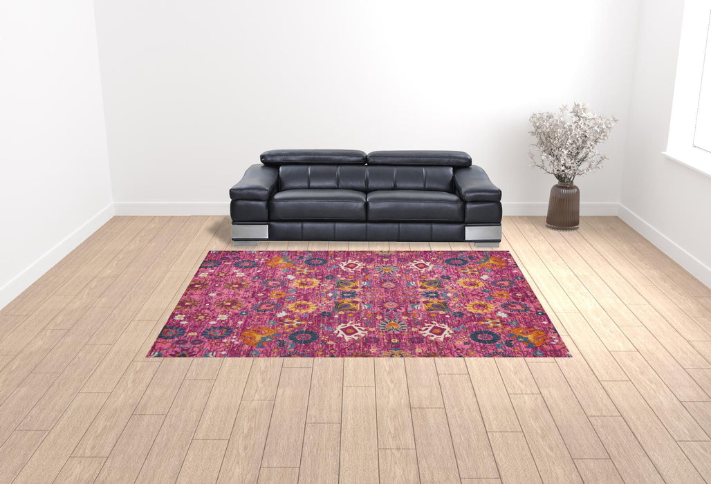 9' x 12' Floral Power Loom Area Rug - Pink