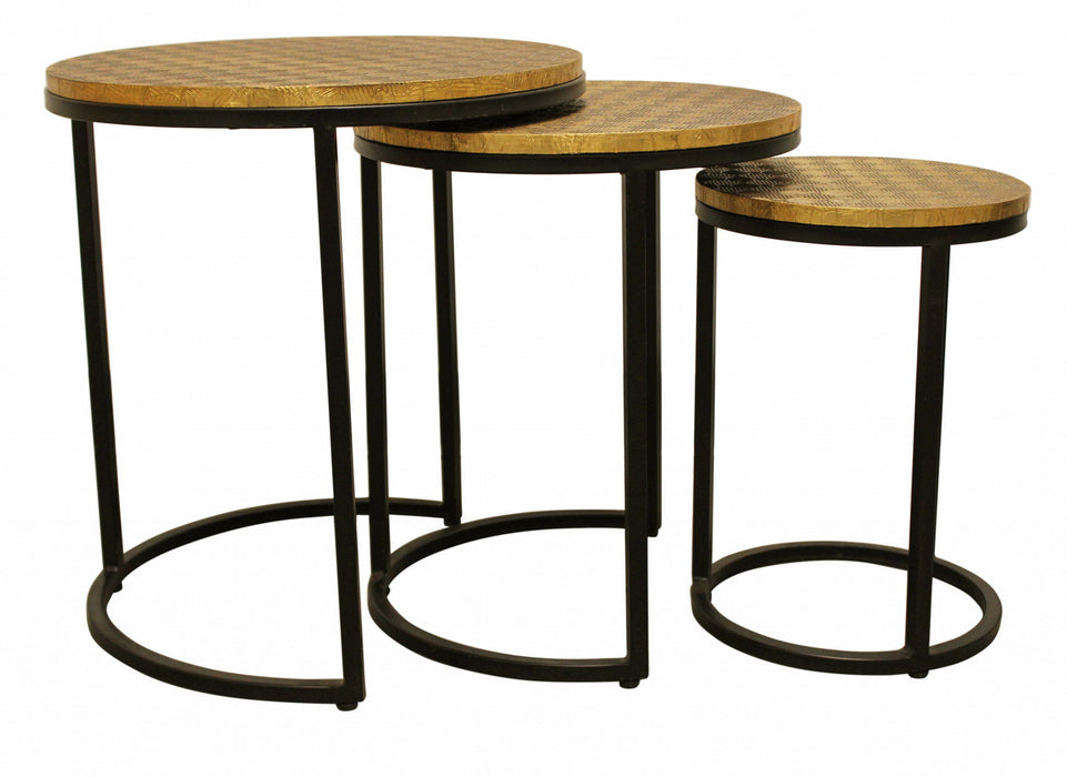 Round Nested Tables (Set of 3) - Black And Brass