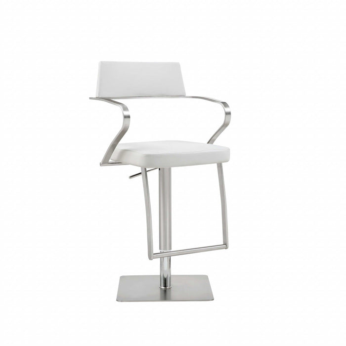 21" Stainless Steel Bar Chair - White And Silver