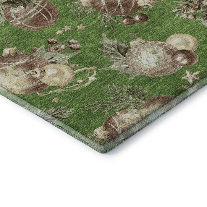 10' X 14' Polka Dot Washable Area Rug With UV Protection (702491) - Green / Brown / Beige