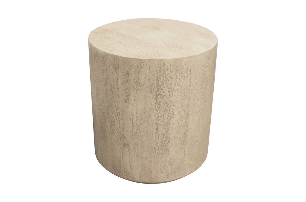 20" Distressed Solid Wood Round Pedestal End Table - Natural