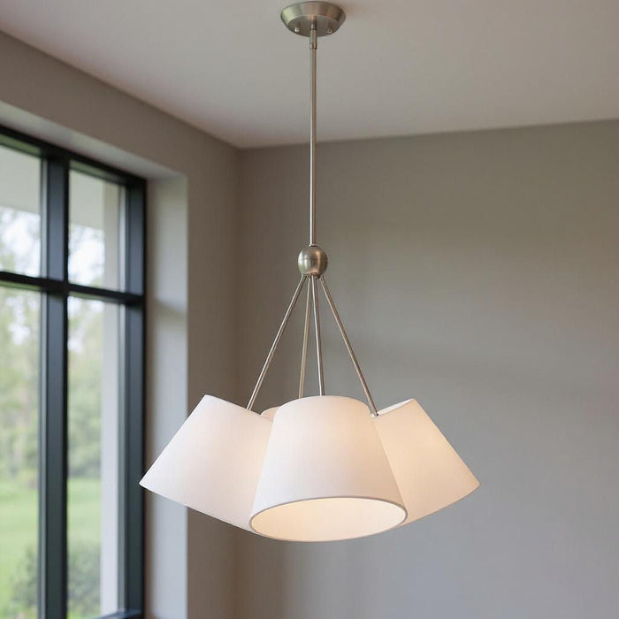 26'' Four Light Dimmable Chandelier With Shades - Nickel