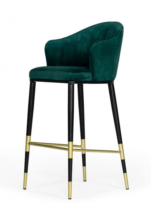 31" Steel Low Back Bar Height Bar Chair - Green And Black