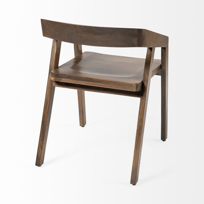 Wood Open Back Arm Chairs (Set of 2) - Brown