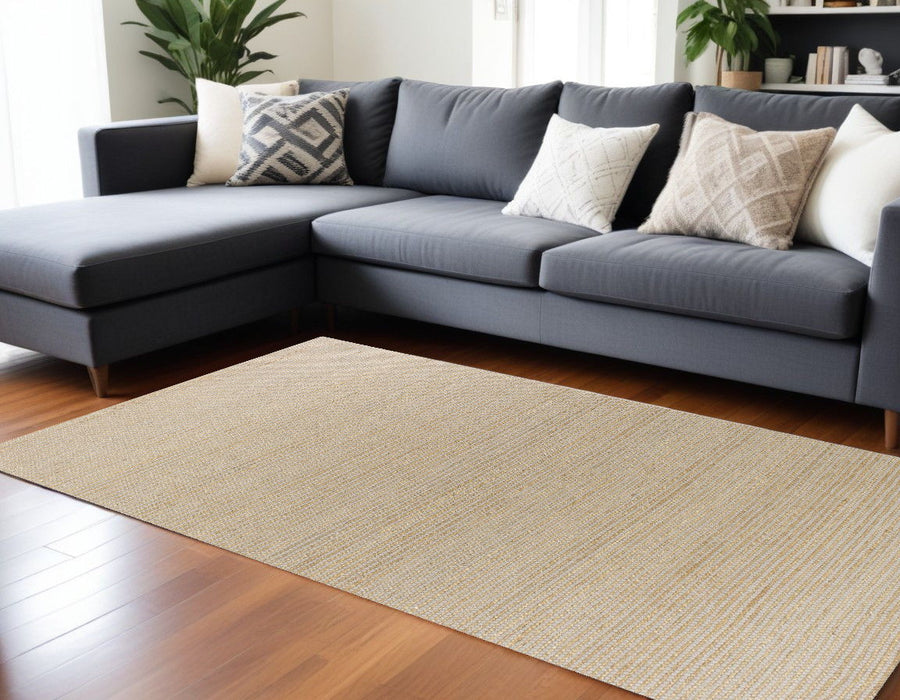 8' x 11' Wool Hand Woven Area Rug - Tan And Gray