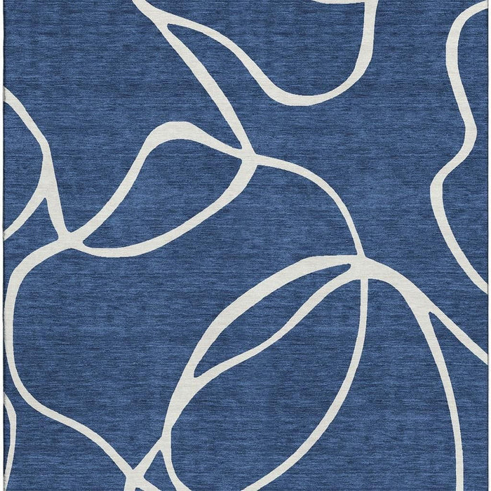 10' X 14' Abstract Washable Area Rug With UV Protection (678658) - Navy Blue / Ivory