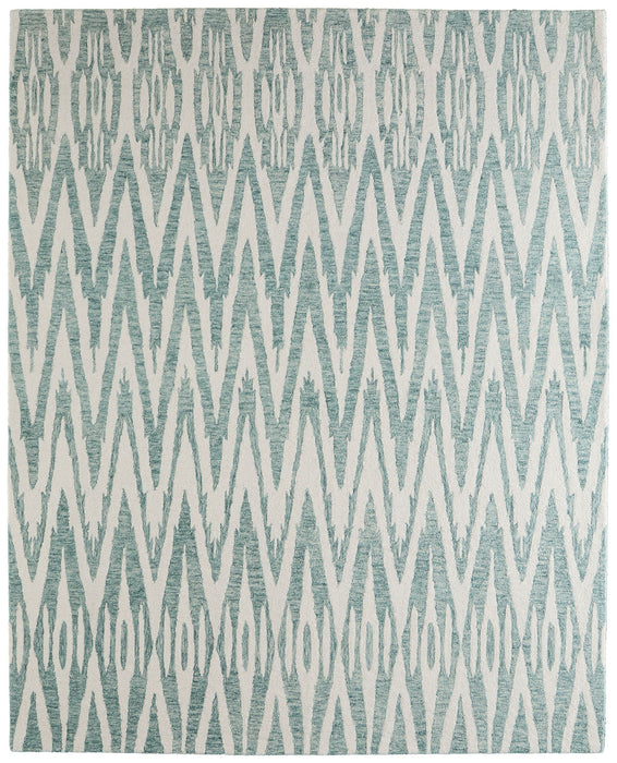 12' X 15' Wool Chevron Hand Tufted Area Rug (722358) - Blue / White