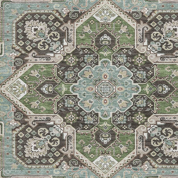 10' X 14' Oriental Washable Area Rug With UV Protection (681287) - Beige / Sage / Ivory