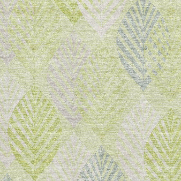 8' X 10' Transitional Floral Washable Area Rug With UV Protection - Artichoke Green