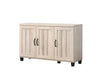 Giga Corby oak finish 3-door shoe cabinet in dusty gray with sleek door handles and compact storage design.