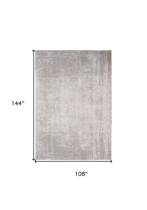 9' x 13' Chevron Non Skid Area Rug - Gray And White